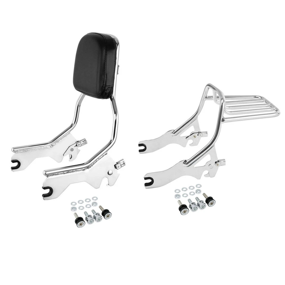 Chrome Sissy Bar Backrest Pad /Luggage Rack/Docking Fit For Harley Softail 18-25