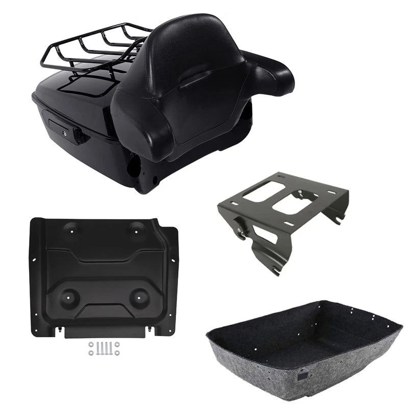King Trunk Backrest Pad Solo Mounting Rack Plate Fit For Harley Road Glide 14-26