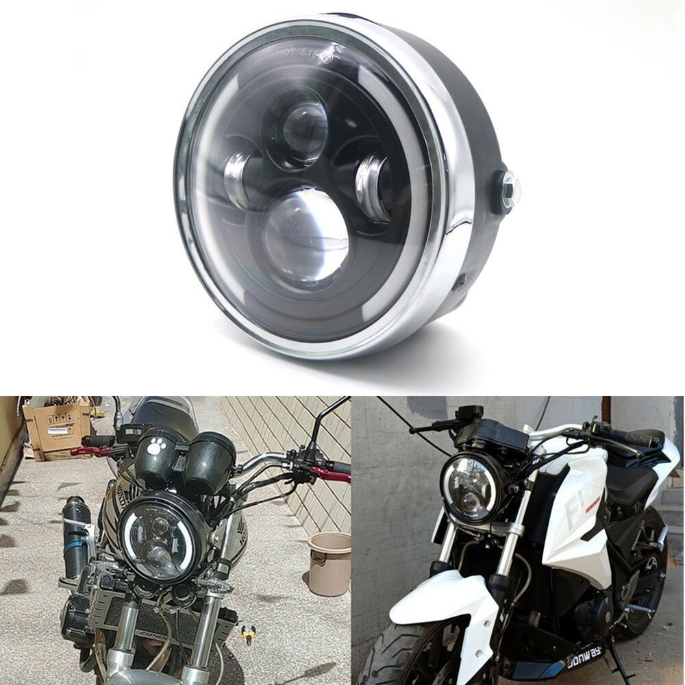 7'' LED Round Headlight With Angel Eye Light For Honda GN125 CG125 CB400 CB500
