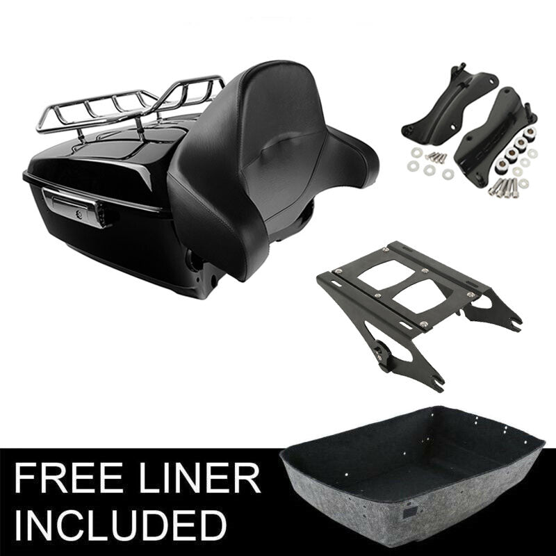 Black King Trunk Backrest Rack Docking Kit Fit For Harley CVO Road Glide 14-26