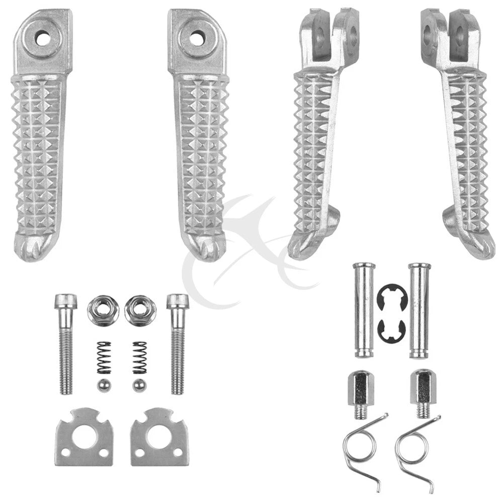 Front Rear Footrest Footpegs Fit For Yamaha YZF R1 1998-2025 R6 2003-2020 Silver