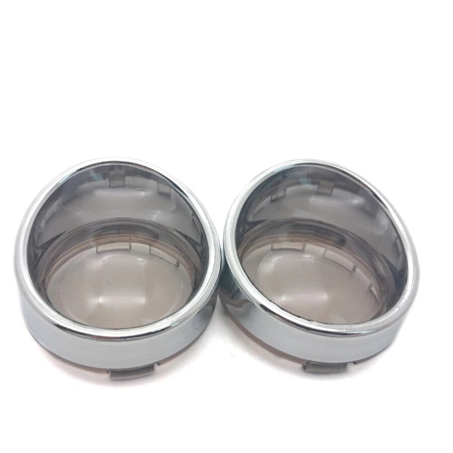 Chrome Turn Signal Light Indicator Smoke Visor Lens For Harley Sportster 2000-UP