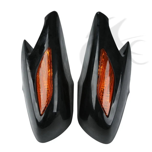 Pair Black Rear View Mirror With Orange Turn Signal Fit For Honda ST1300 02-11