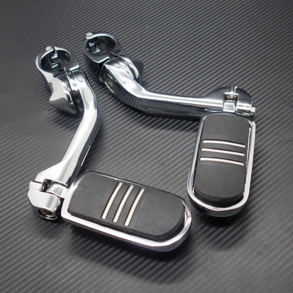 32mm 1.25" Adjustable Long Angled Highway Engine Guard Mount Footpeg For Harley