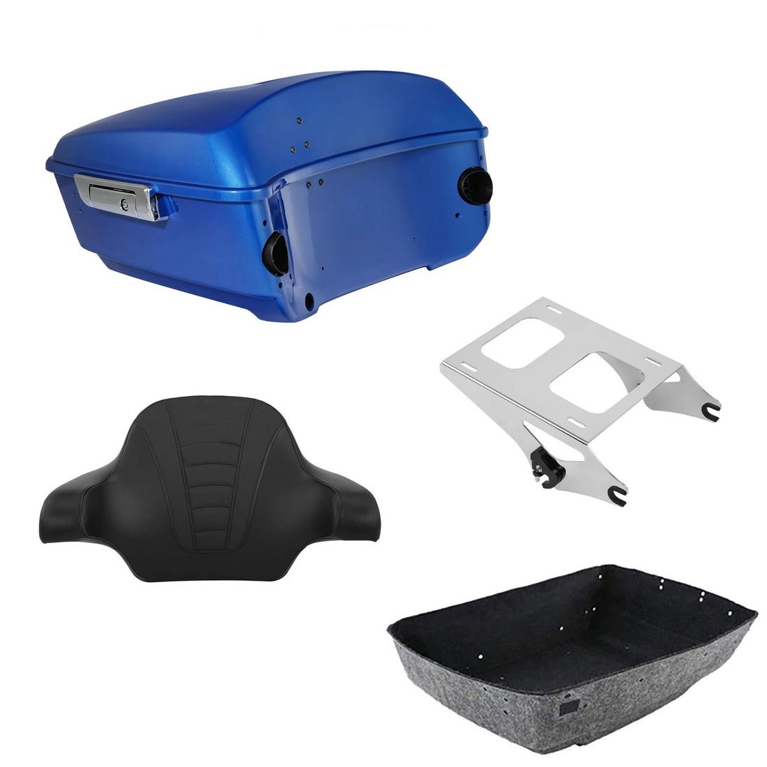 King Trunk Backrest Mounting Rack Fit For Harley Road Glide 14-26 Electric Blue