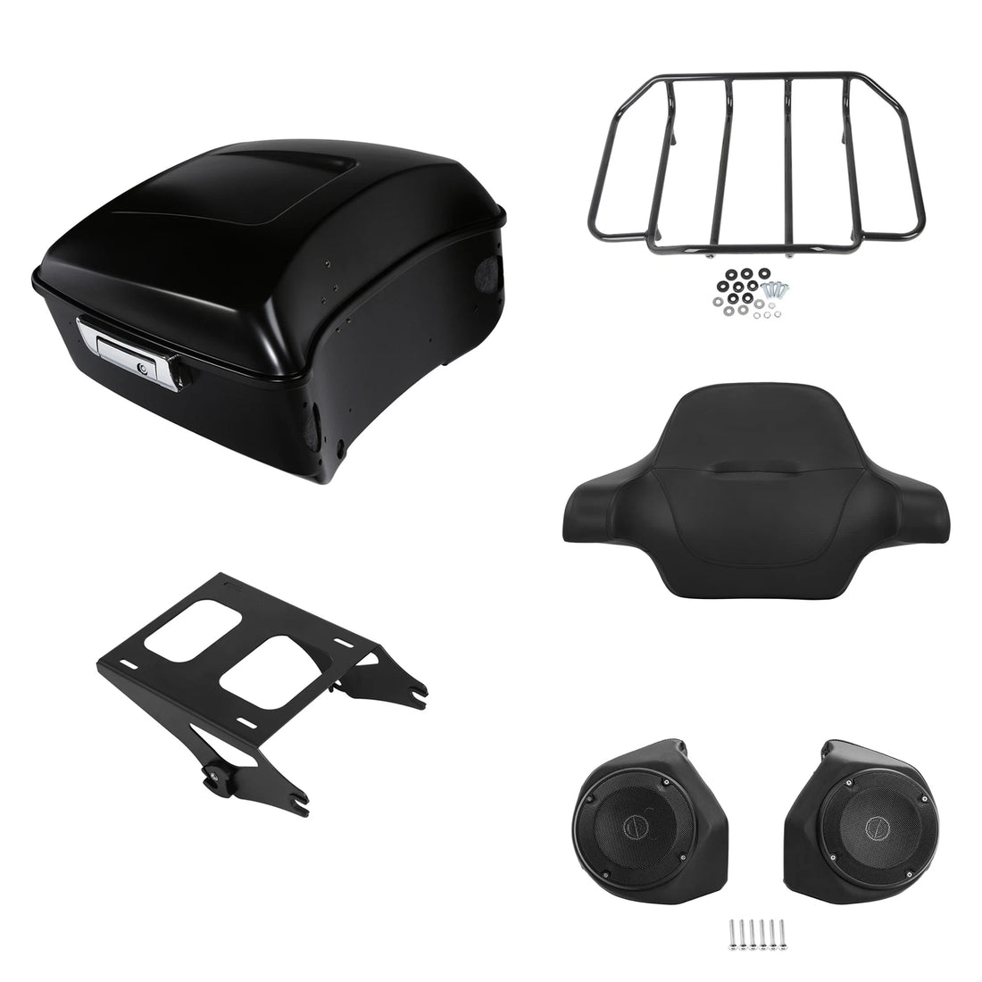 King Trunk Backrest Mount Speakers Fit For Harley Touring 2014-2026 Black Denim