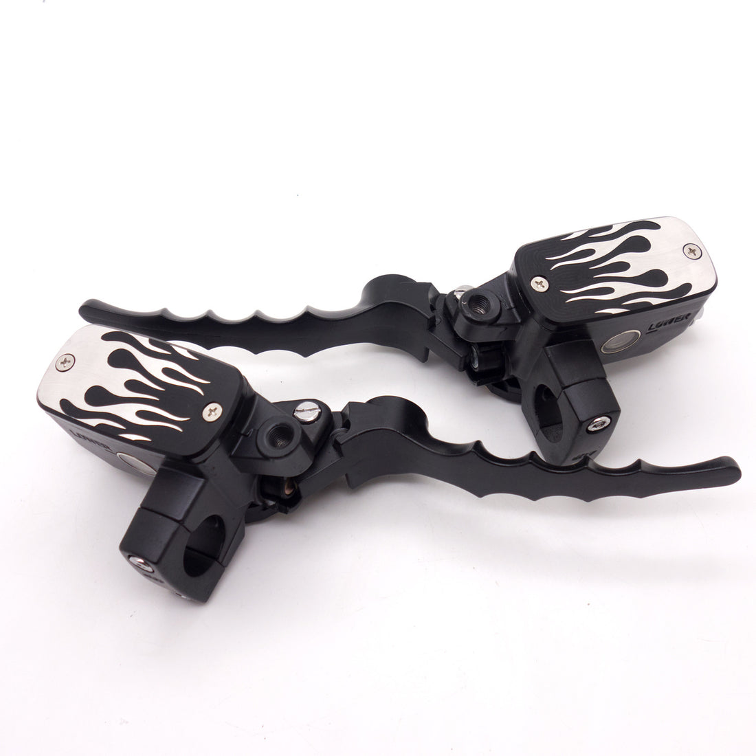 1" Black Flame Control Reservoir Brake Clutch Levers For Kawasaki Honda Yamaha
