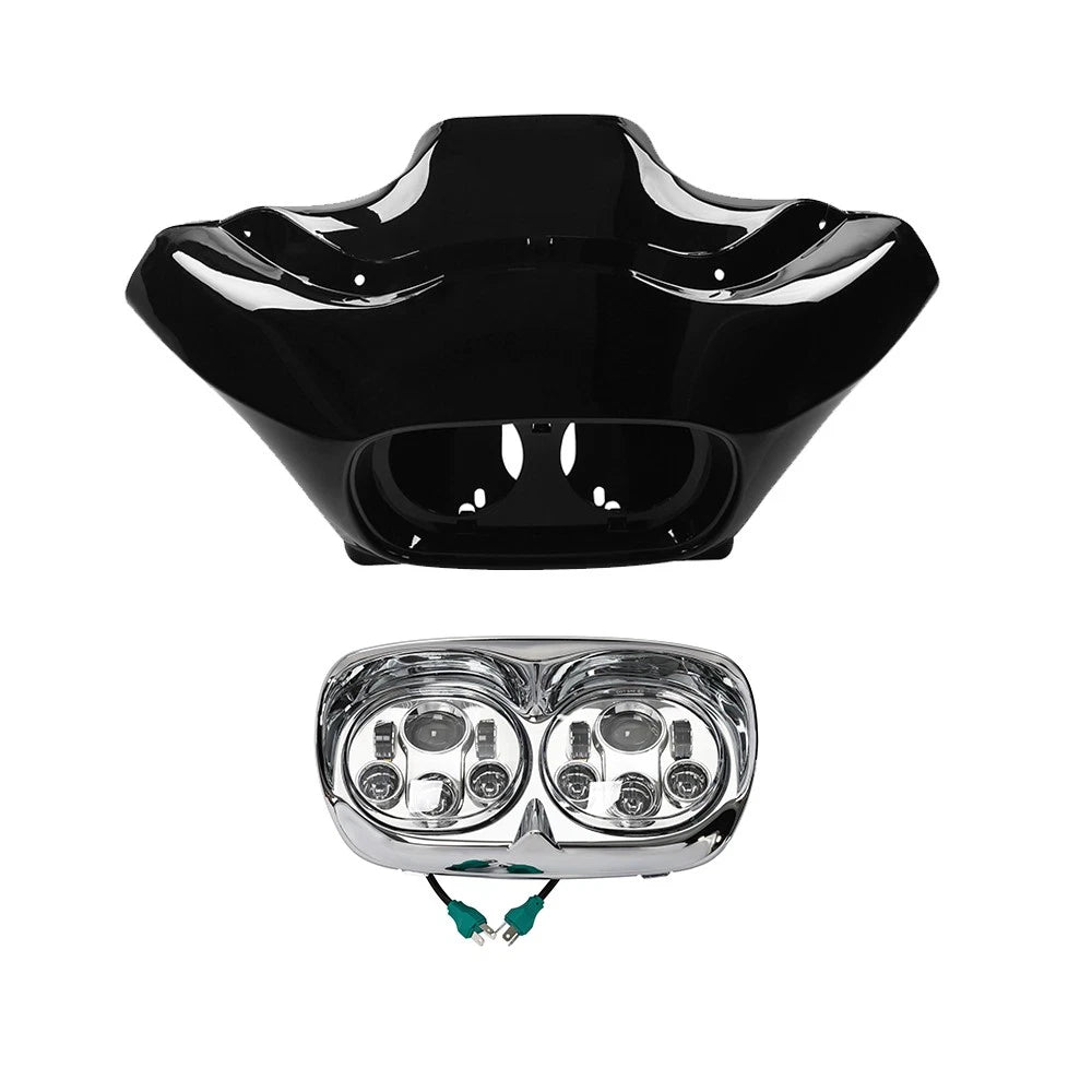 Front Fairings Cowl + Chrome LED Headlight Fit For Harley Road Glide 1998-2013
