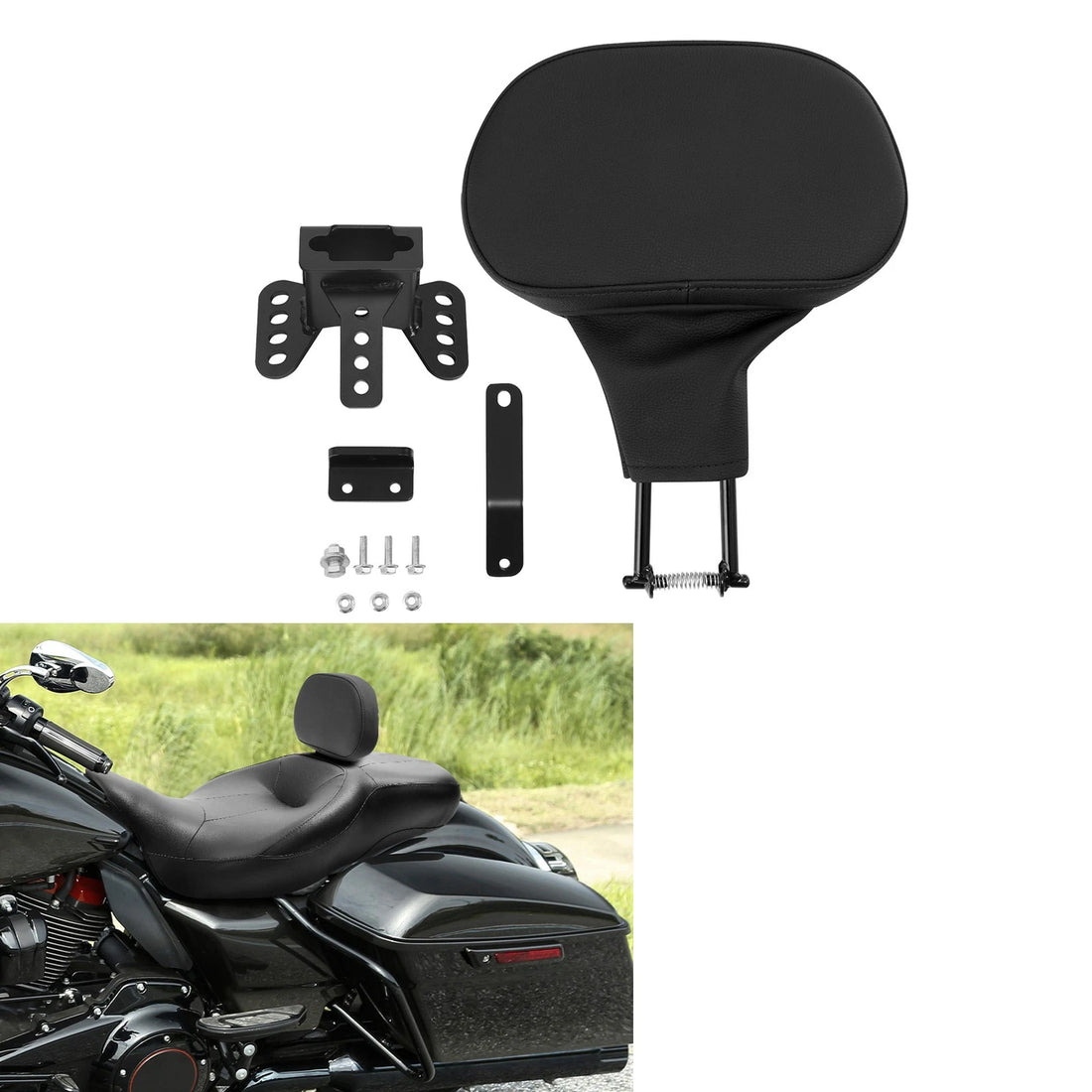 Rider Driver Backrest Pad Fit For Harley Touring Road King Street Glide 09-2025