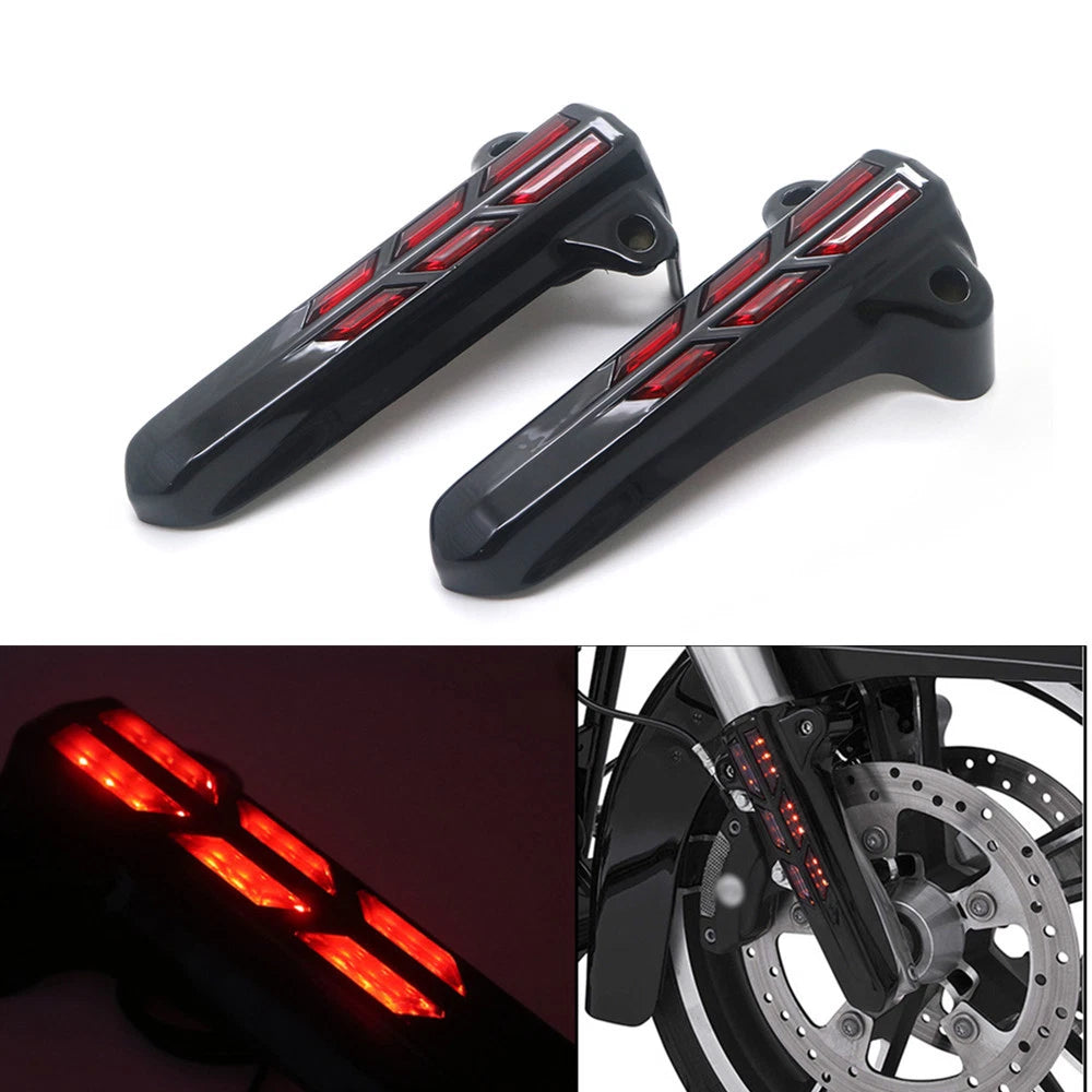 Black LED Lower Fork Leg Covers Light For Harley Touring FLHR FLHX FLHT 14-17