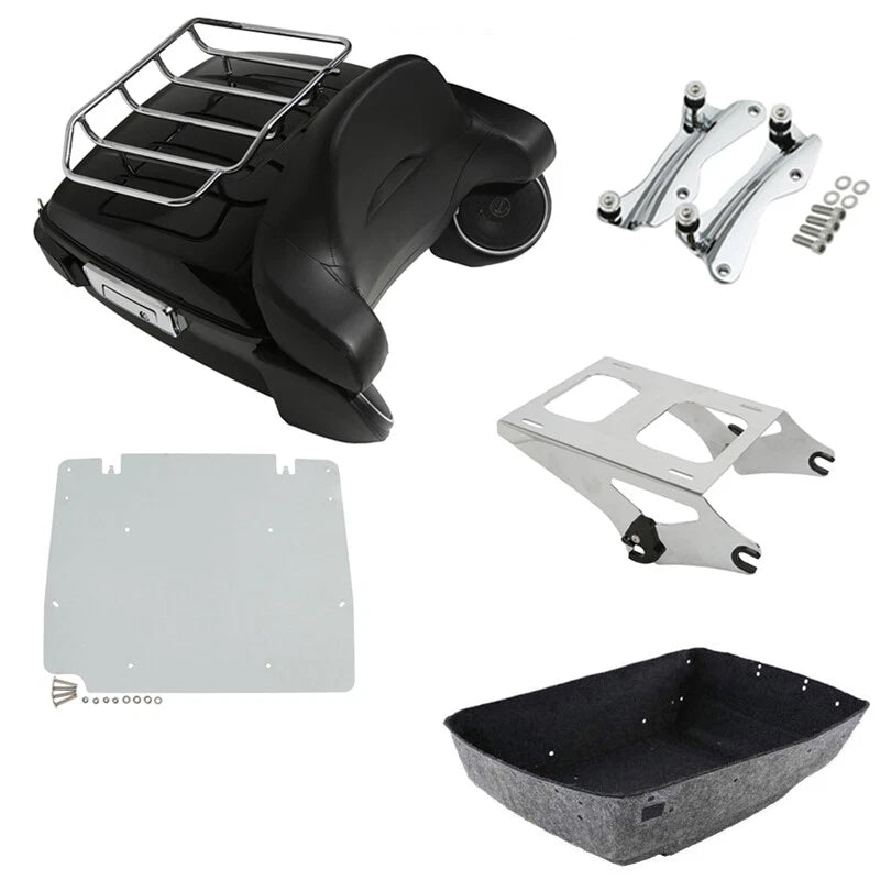 King Trunk Pad Tail LED Light Rack Speaker Plate Fit For Harley Road Glide 14-26