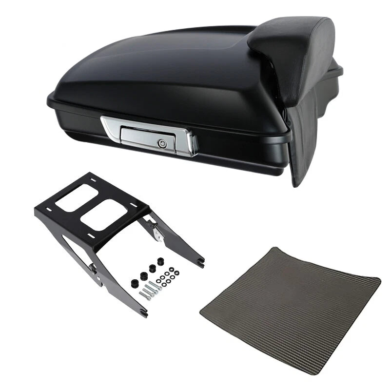 Matte Black Razor Trunk Backrest Pad Mount Fit For Harley Sport Glide 18-21
