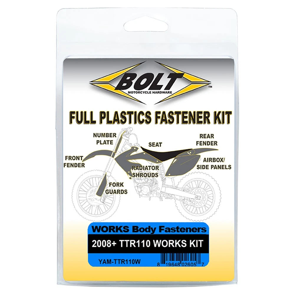 Bolt Works Full Plastics Fastener Kit For Yamaha Ttr 110E 2008-2009,2011-2025