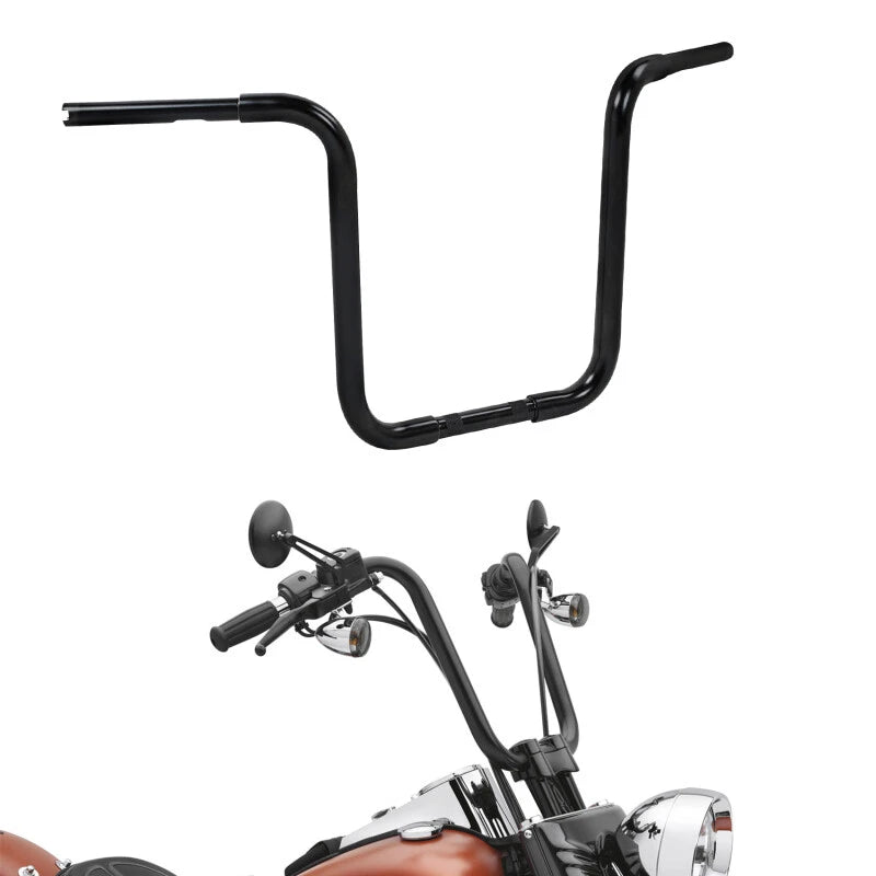 Black 16" Rise 1-1/4" Ape Hanger Handlebar Fit For Harley Sportster XL Custom