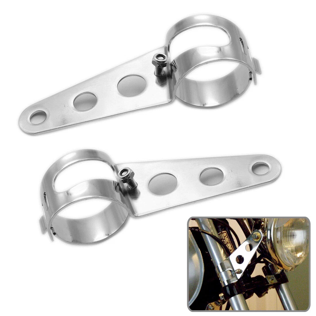 Chrome 39mm-51mm Fork Tubes Headlight Mount Bracket For Honda Kawasaki Suzuki