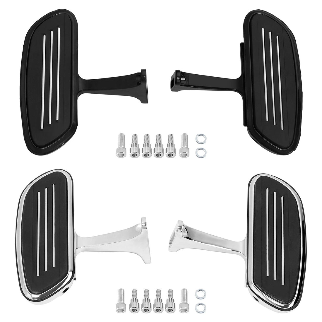 Black/Chrome Passenger Floorboard Fit For Harley Glide 1993-2025 Pegstreamliner