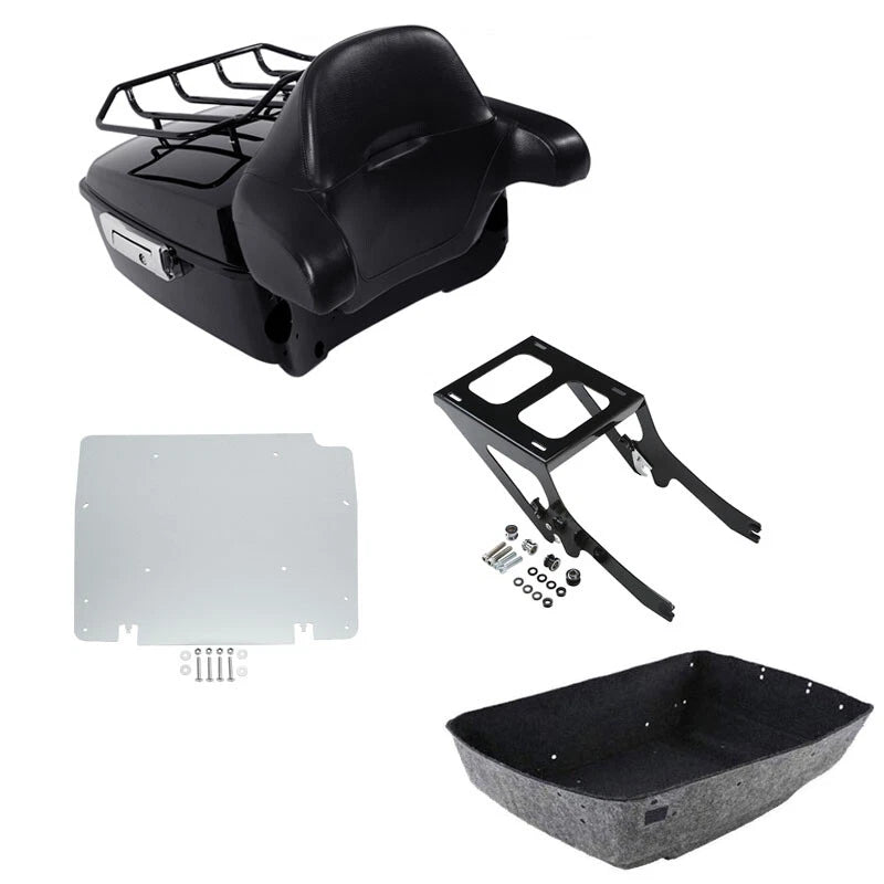 Black King Trunk Pad Rack Mount Plate Fit For Harley Heritage Classic Flhc 18-Up