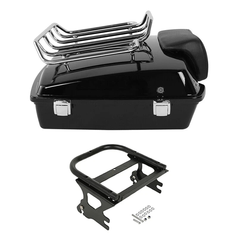 Razor Trunk Backrest Two Up Mount Rack Fit For Harley Touring 97-2008