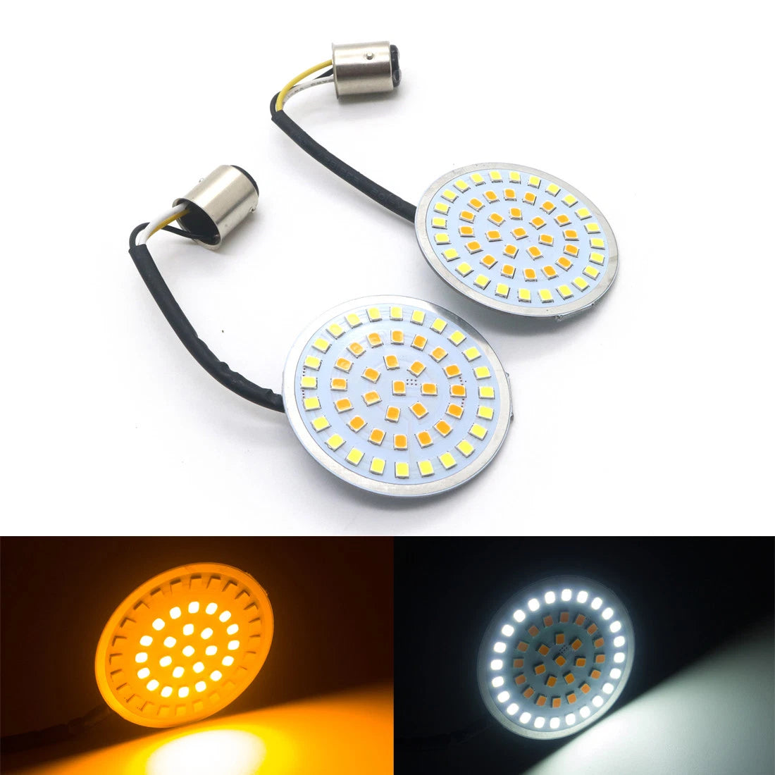 Bullet 1157 Amber White LED Turn Signal Insert For Harley Touring Sportster Dyna