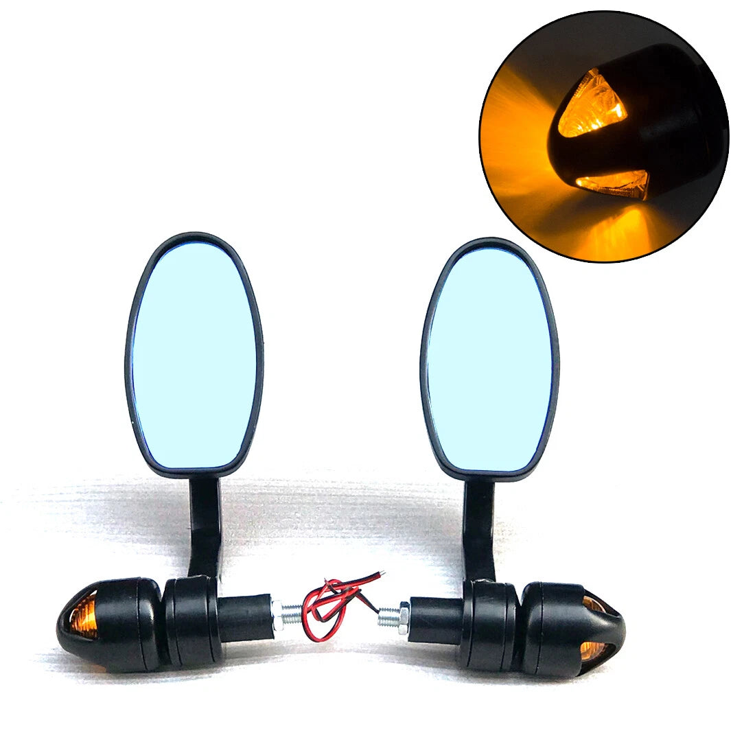 7/8" 22mm Rear View Handle Bar End Side Rearview Mirror W/ Turn signal For Honda