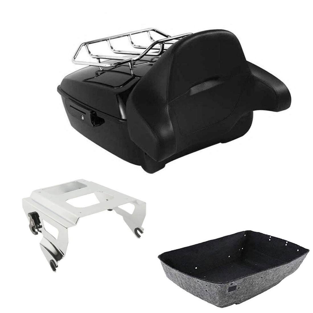 King Trunk Luggage Backrest Solo Mount Rack Fit For Harley Street Glide 2009-13