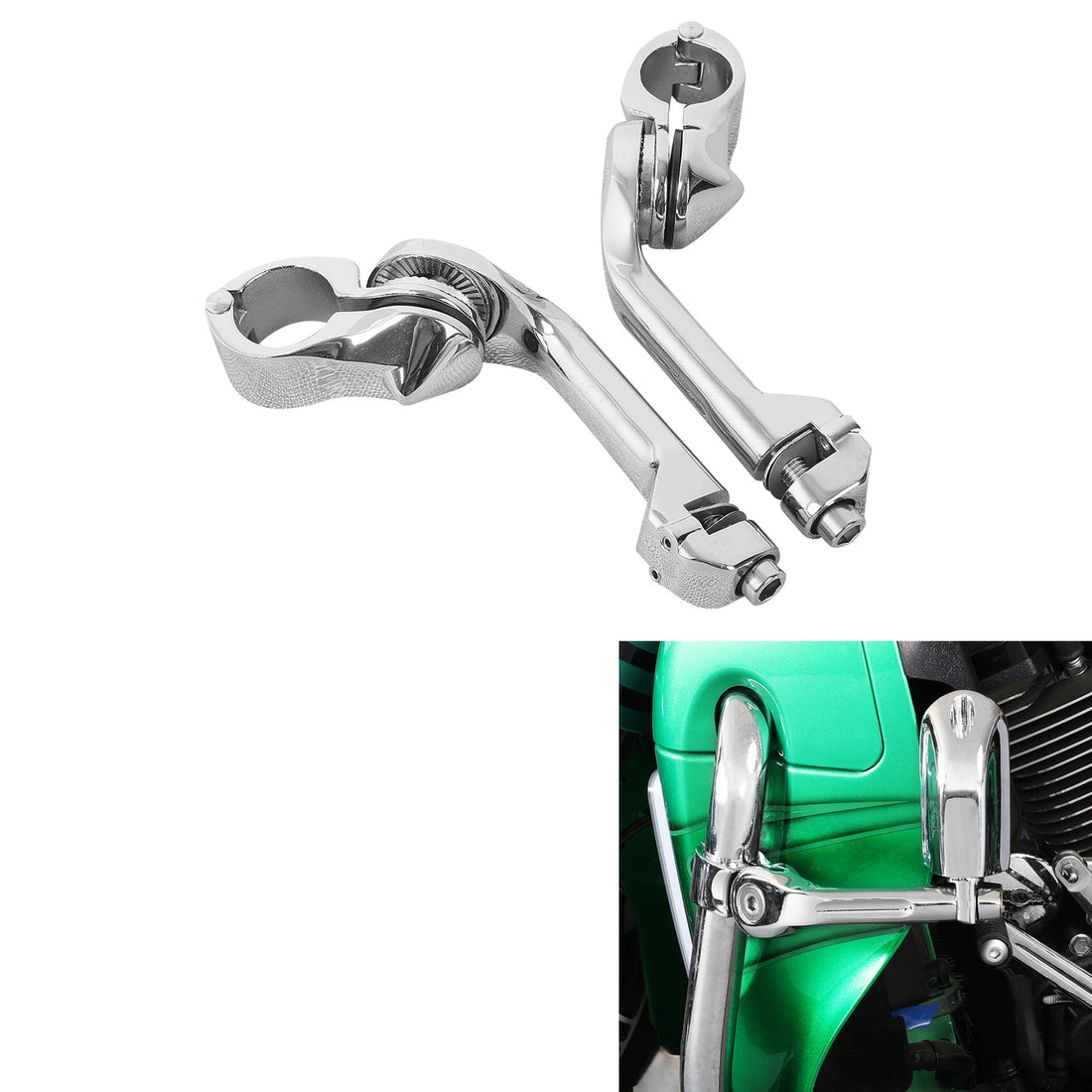 1 1/4" Long Angled Highway Engine Guard Bar Foot Peg Mount Kit Fit For Harley