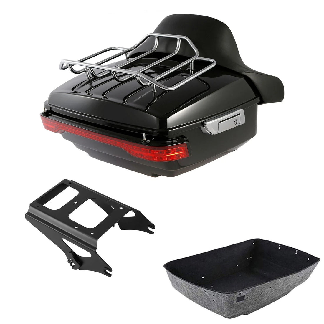 King Trunk Luggage Backrest Tail Light Rack Mount Fit For Harley Touring 09-2013