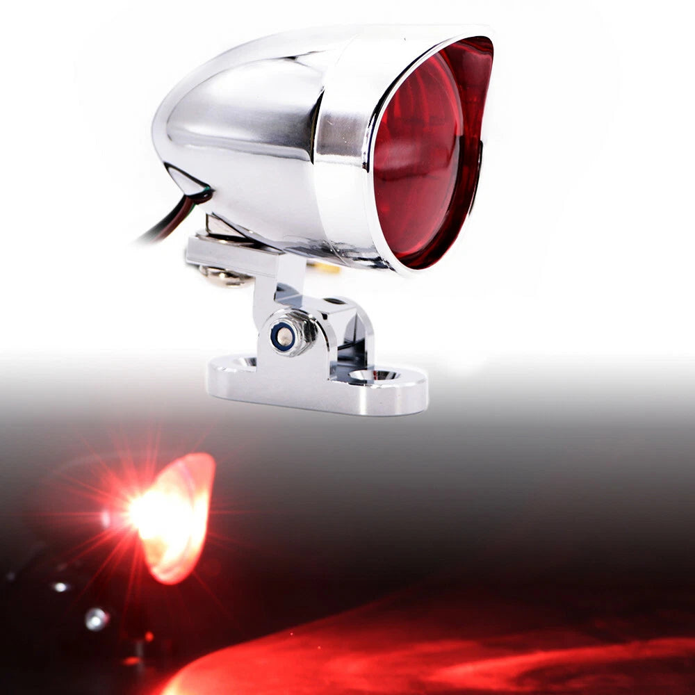 Chrome Retro Bullet Tail Brake Light For Honda Cafe Racer Chopper Bobber Custom