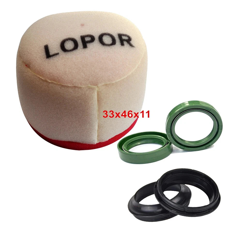 Air Filter and Front Fork Damper Oil Seals Set For Kawasaki KX65 00-21