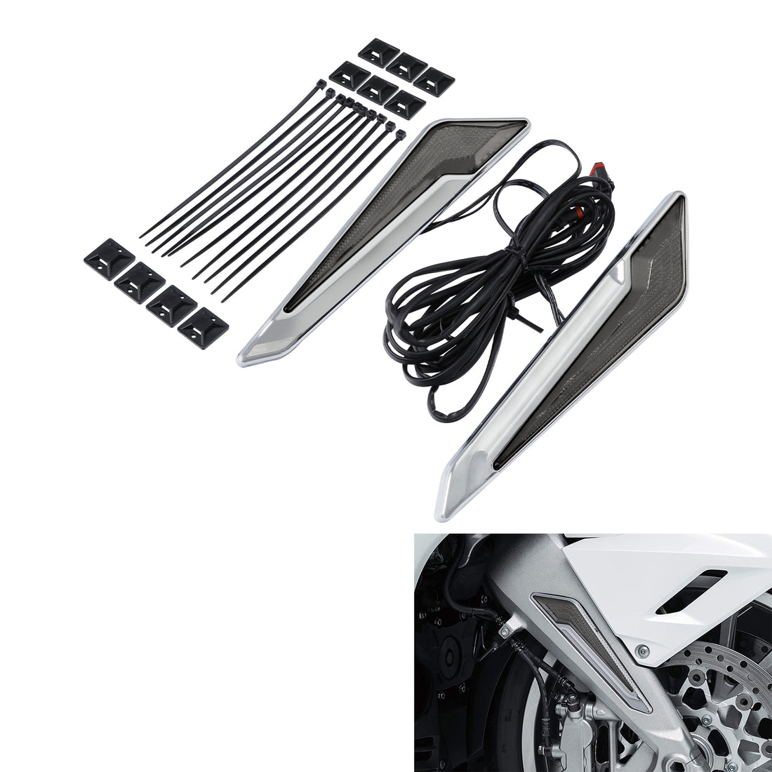 Front Brake Fork Mount LED Lights Fits For Honda Goldwing 1800 GL1800 2018-2025