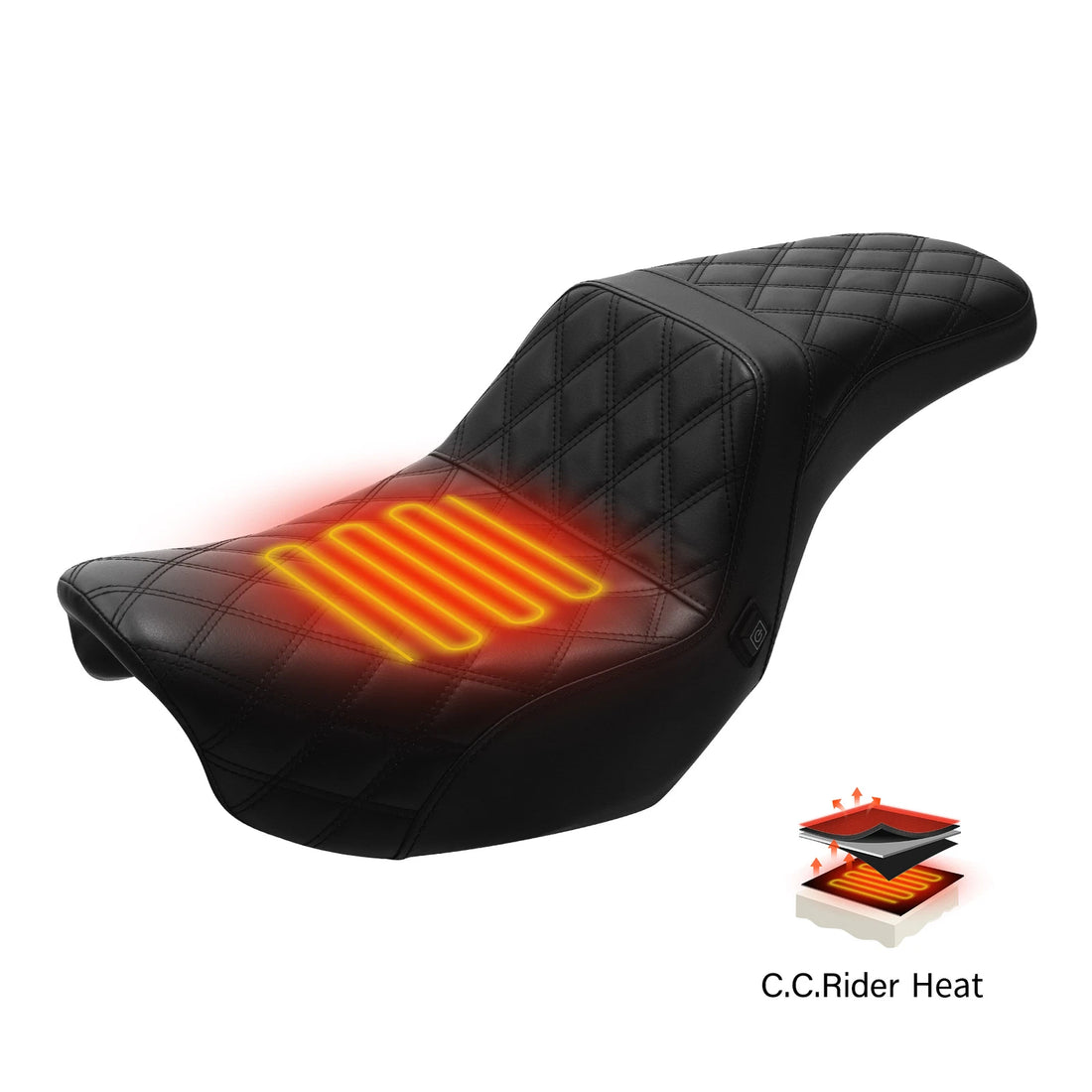 Heated Step-Up Seat Fit For Harley Dyna Super Wide Glide 06-17 16