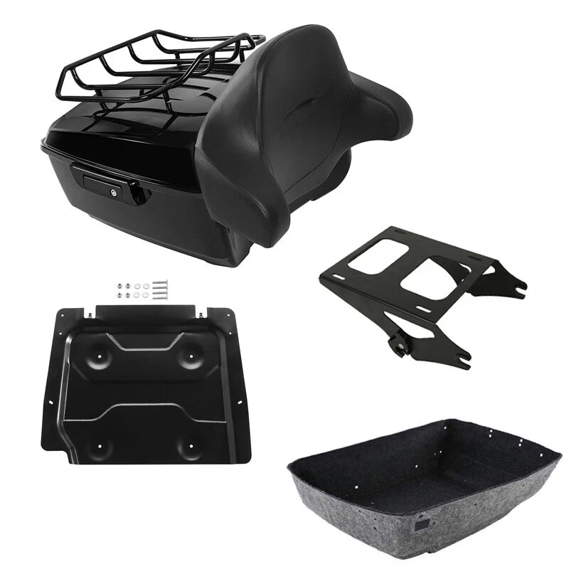 Black King Trunk Backrest Mount Rack Plate Fit For Harley Street Glide 2014-2026
