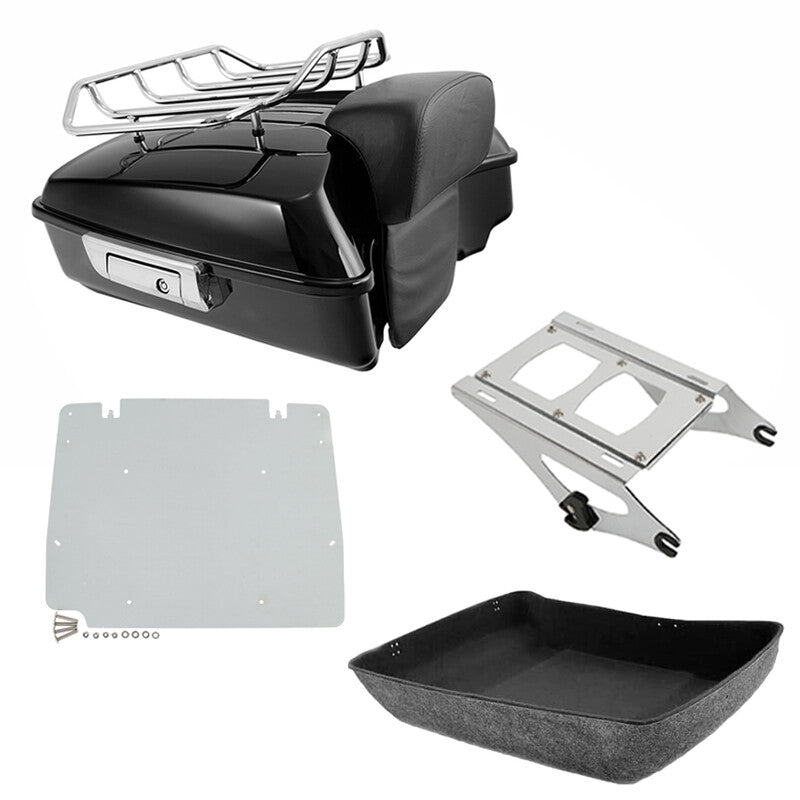 Chopped Trunk Backrest Pad Mount Rack Plate Fit For Harley Street Glide 14-26 25