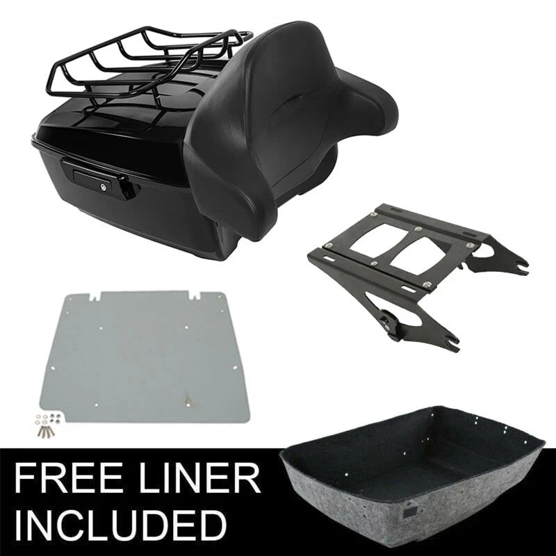 King Trunk Backrest Top Rail Mount Rack Plate Fit For Harley Street Glide 14-26