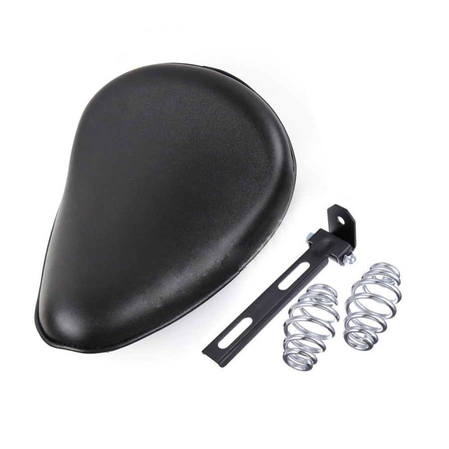Black PU Leather Solo Drive Seat Spring & Bracket For Harley Chopper Bobber
