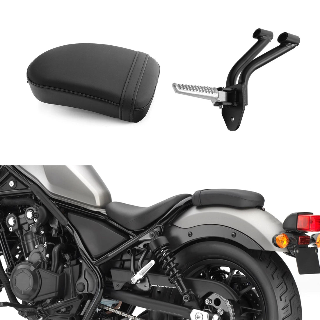 Rear Passenger Seat & Footpegs Fit For Honda Rebel CMX300 CMX500 2017-2024 Black