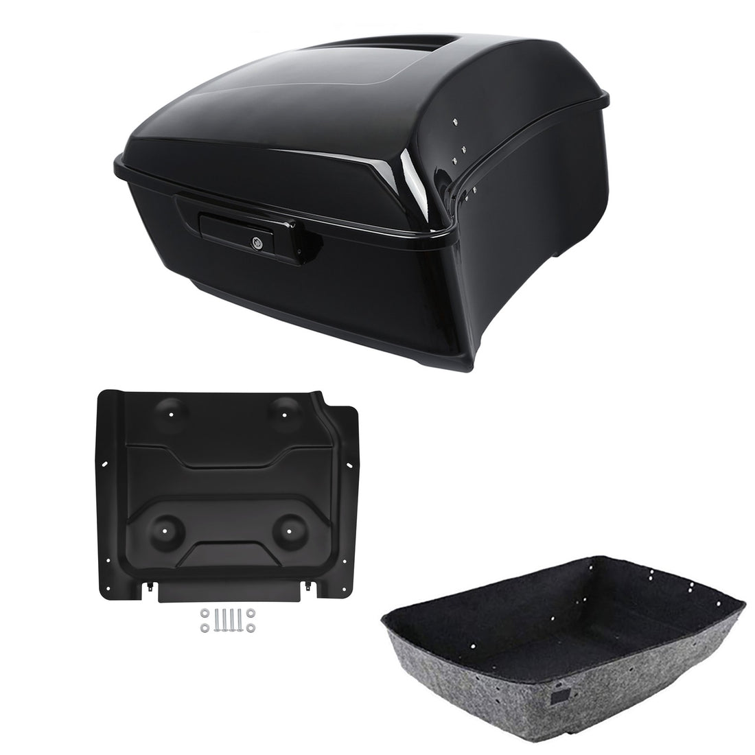 Black King Trunk Luggage Base Plate Fit For Harley Touring Street Glide 2014-26