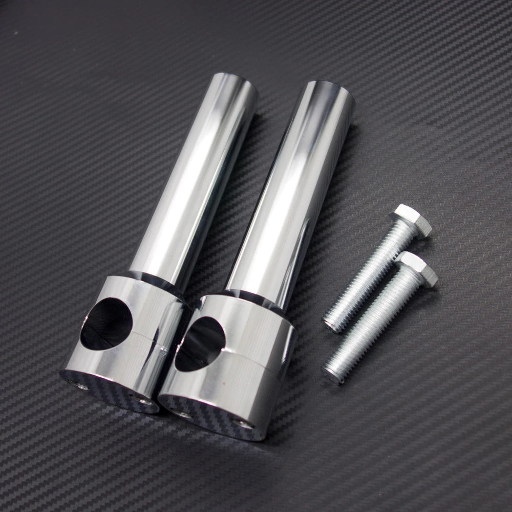 1'' Chrome Billet Round Handlebar Bar Risers Bars Mount Clamp For Harley Honda