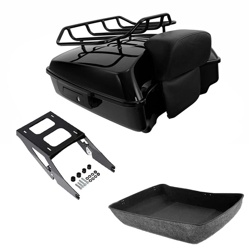 Black Chopped Trunk Backrest Rack Mount Fit For Harley Sport Glide 2018-21