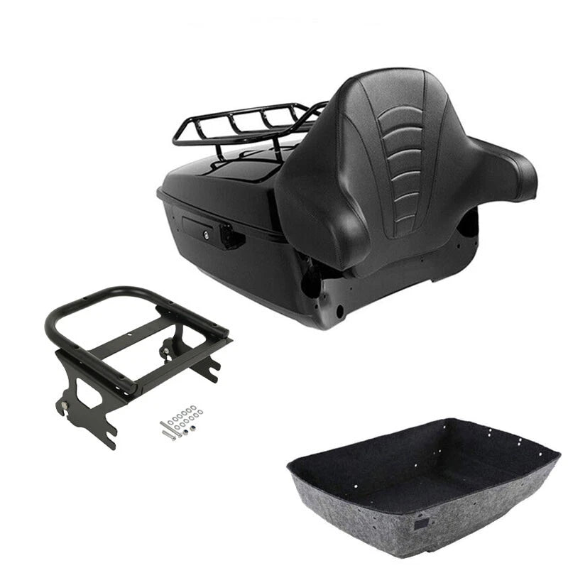 Black King Trunk Backrest Mount Rack Fits For Harley Touring 97-08