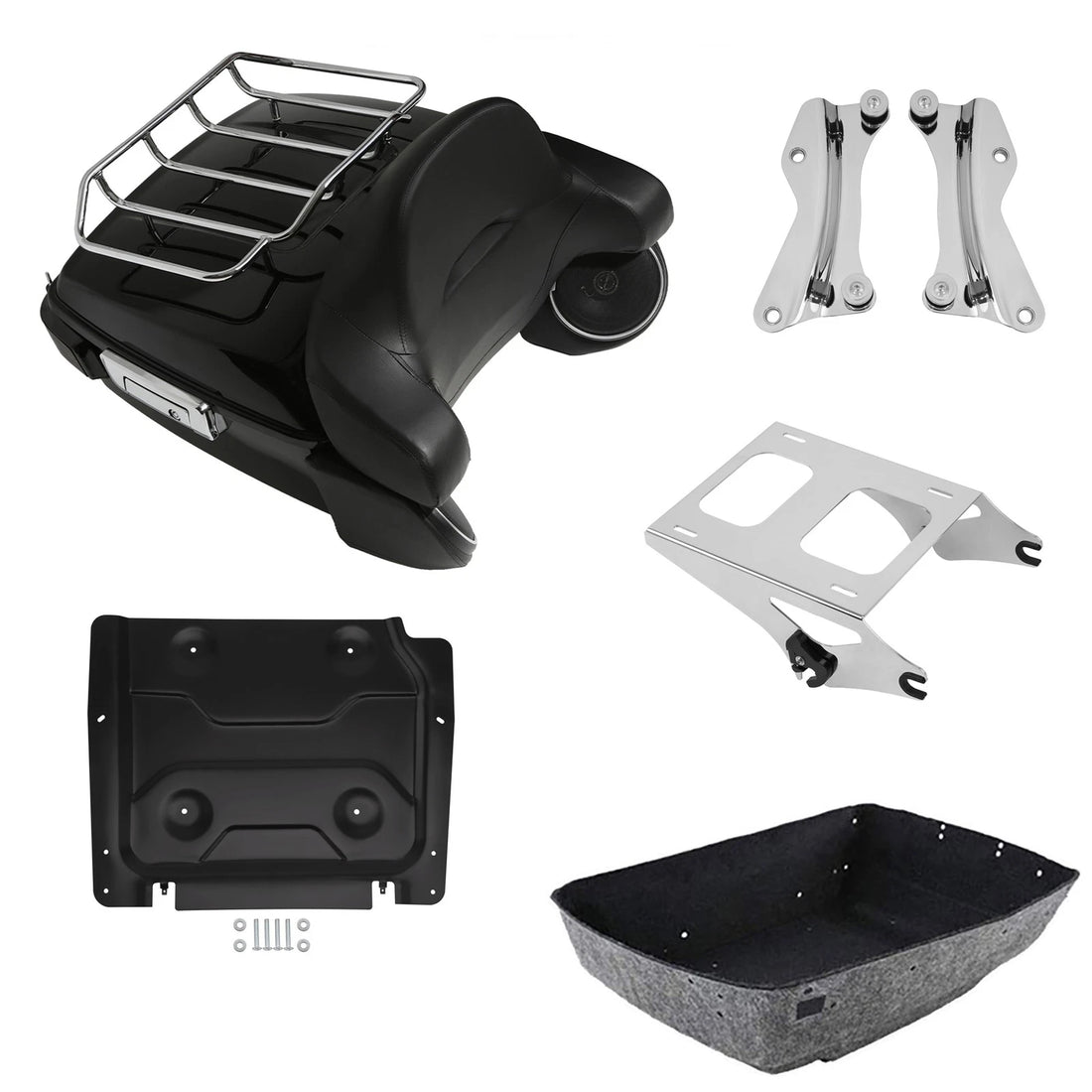 King Trunk Pad LED Light Rack Speakers Mount Plate Fit For Harley Touring '14-26