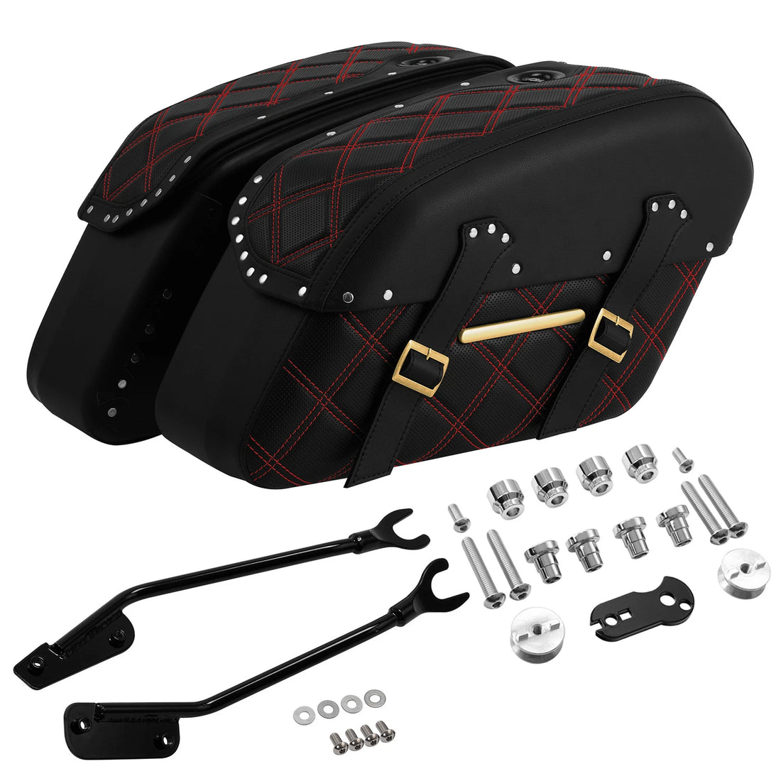 Black Red Detachable Saddlebags & Mount Kit Fit For Harley Fat Boy Flfbs 2018-25