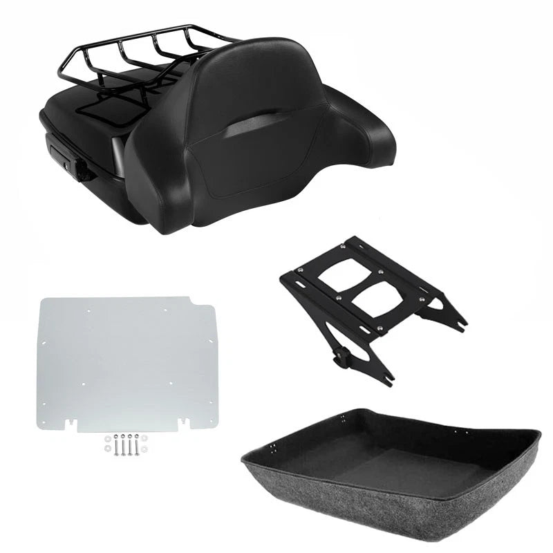Black Chopped Trunk Backrest Mount Rack Plate Fit For Harley Road Glide 2014-26