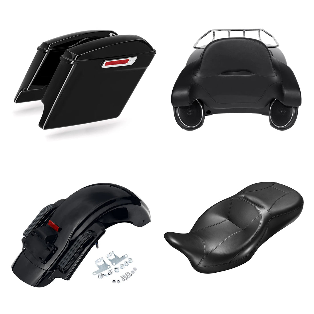 King Trunk Saddlebags Seat Rear Fender Fit For Harley Street Glide 2014-24