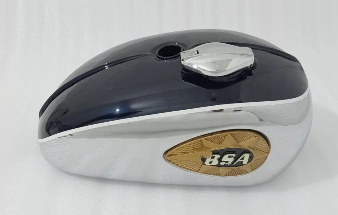 Fit For BSA A65 2 Gallon Black & Chrome Steel Petrol Fuel Tank+ Cap 1968-1969