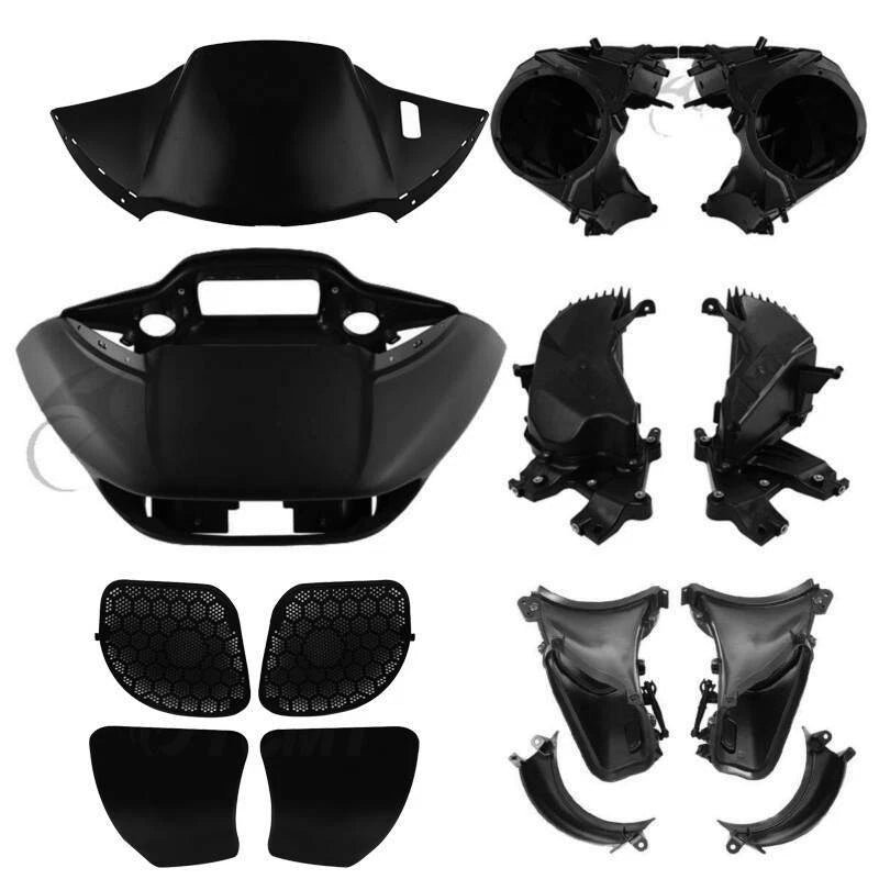 Matte Black Headlight Fairings Speaker Glove Box Air Duct For Harley Road Glide