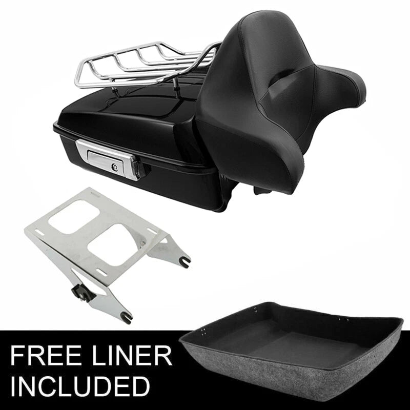 Chopped Trunk Backrest Pad Luggage Rack Fit For Harley Touring Road King 14-2026