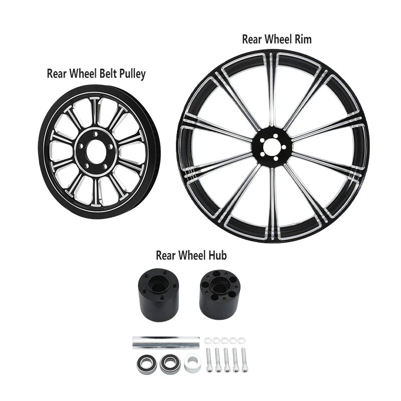 18" Rear Wheel Rim Hub Pulley Sprocket Fit For Harley Road Glide 2009-2023 Black