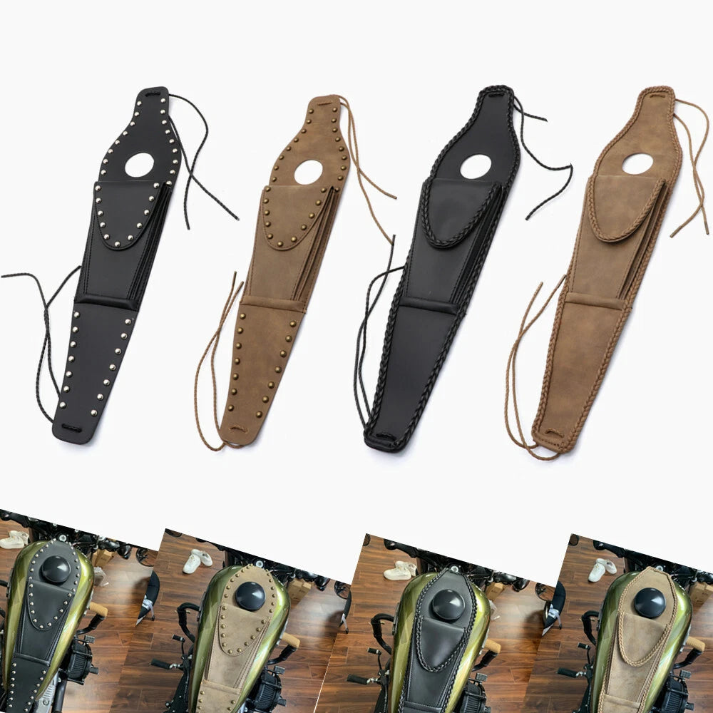 New Retro PU Leather Tank Cap Cover Panel Bag For Harley Sportster XL 883 1200