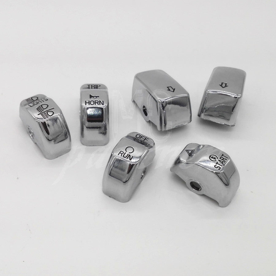6pcs Chrome Hand Control Switch Button Cap For Harley Softail 2011-2015